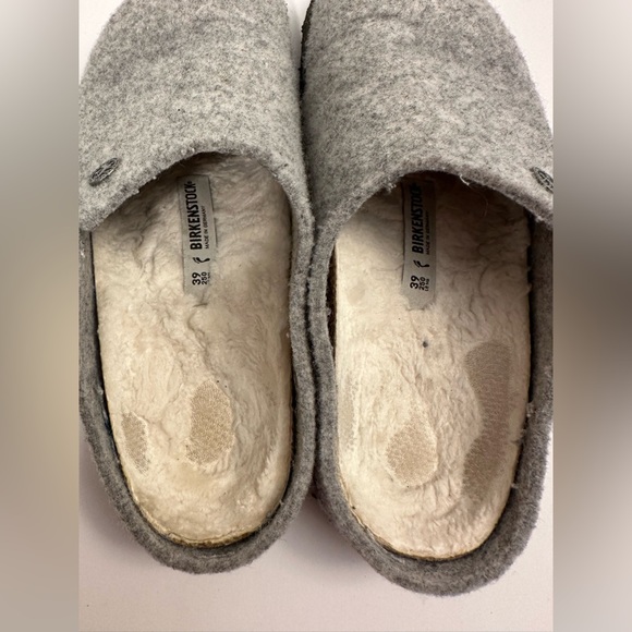 Birkenstock Zermatt Shearling Wool Felt Slipper Light Gray Size 39 - Picture 8 of 12